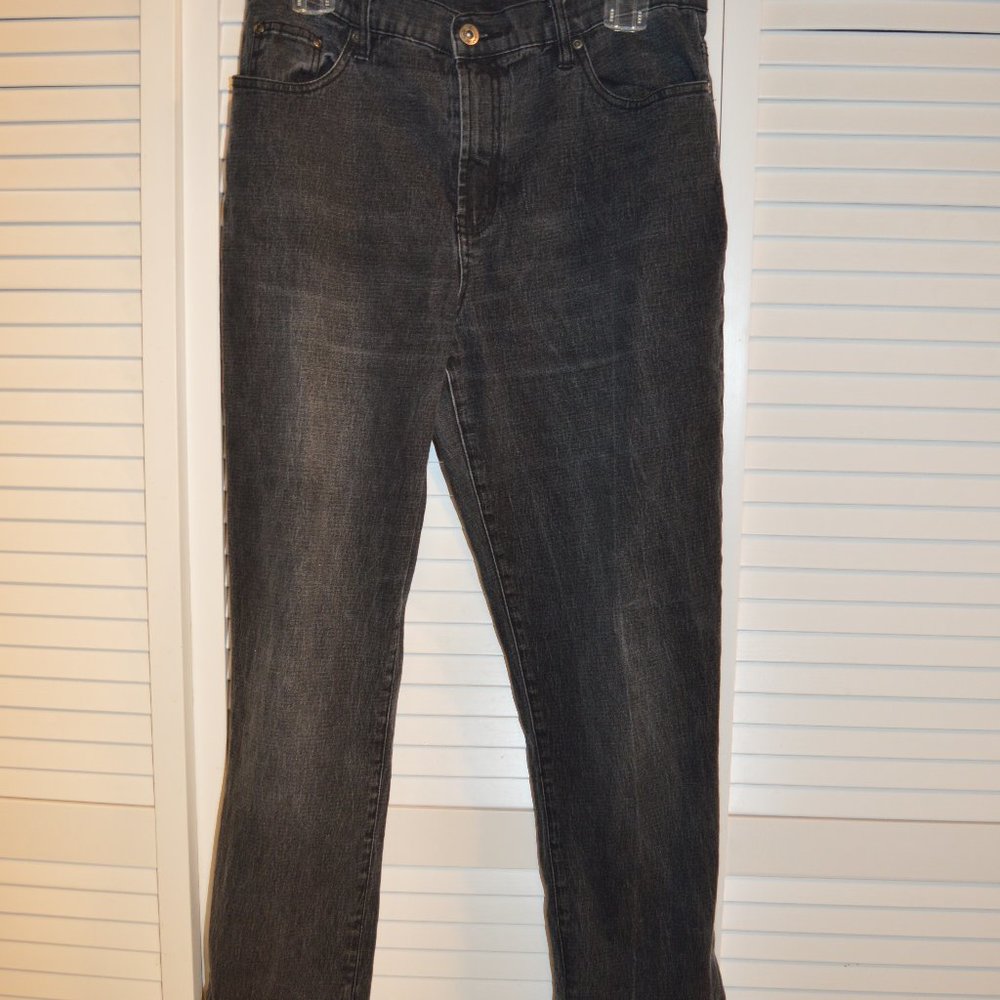 DG2 by Diane Gilman Stone washed straight leg Black jeans, size 10.